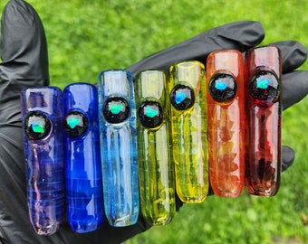 Rainbow Glass Pipe / Glass Smoking Bowl / Opal / Space / Art / Purple / Blue / Green / Yellow / Orange / Red