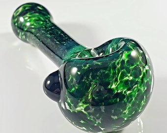 Experimental Green Frit Pipe / Smoking Bowl / Green Glass Pipe