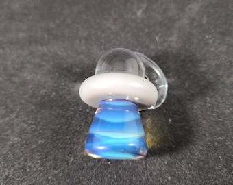UFO Glass Pendant / Alien Necklace / Flying Saucer / Space Craft / Glass Art Jewelry / Blue Glass