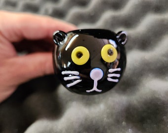 Black Cat Pipe / Glass Smoking Bowl / Kitty / Animal / Pet