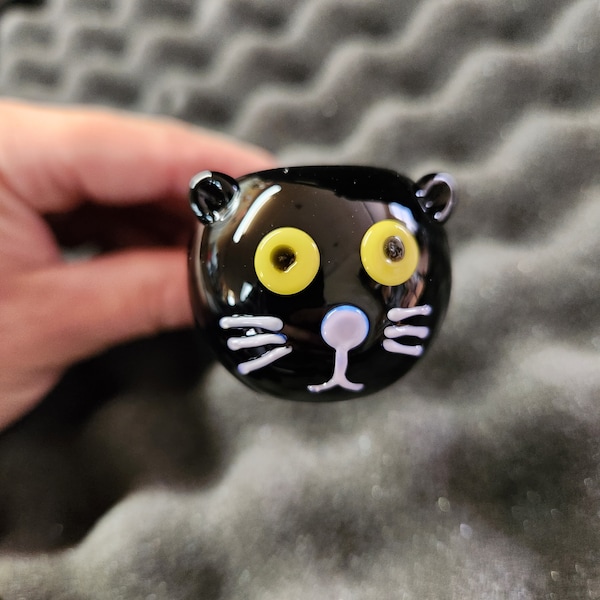 Pipe chat noir / bol en verre / chaton / animal / animal de compagnie