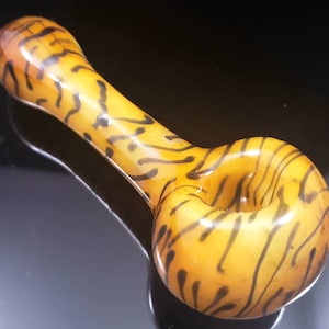 Tiger Stripe Bowl / Tiger Print Glass Pipe / Animal Print Pipe / Animal Print / Kitty / Big Cat / Orange and Black