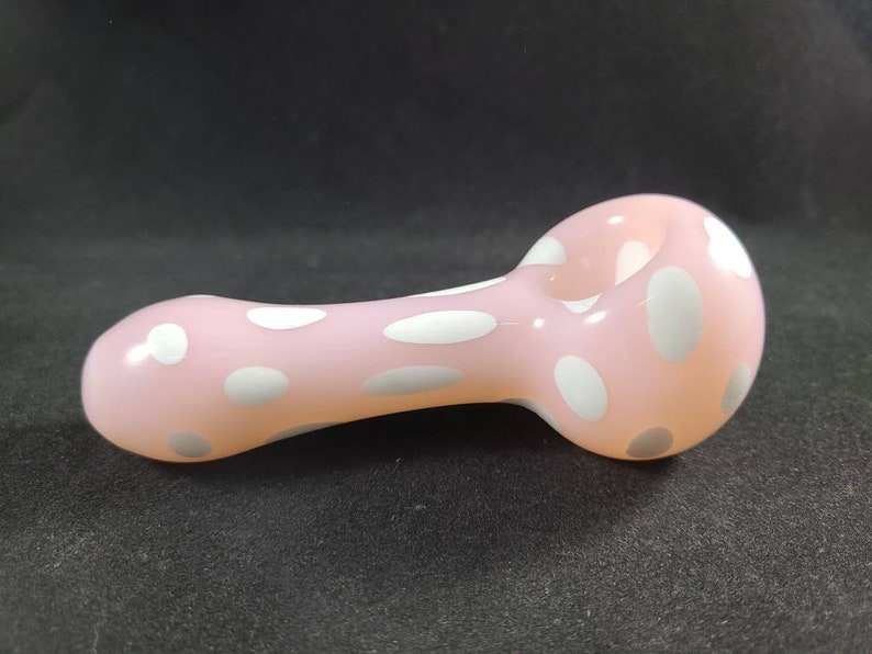 Pink And White Polka Dot Pipe Pink Glass Glass Smoking Bowl
