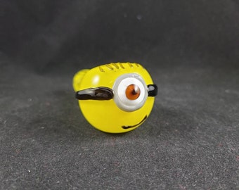 Glass Minion Pipe / Glass Smoking Bowl / Yellow Frit Pipe