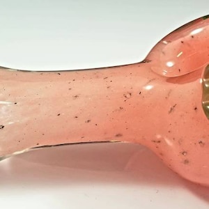 Handmade Peach Glass Pipe / Peachy Pipe / Pink Bowl / Fruit Pipe / Glass Pipe / Smoking Bowl / Frit Pipe / Peach / Pink / Pink Pipe / Girly image 4