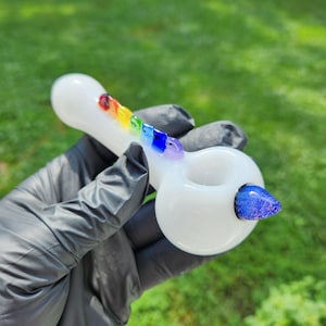 Einhorn Glaspfeife / Einhorn Schale / Glaspfeife / Räucherschale / Weiß / Grün / Lila / Pride / Regenbogen