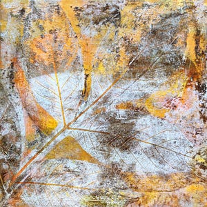 Collage background, Mixed media art on wooden base, collage, original monoprint OOAK