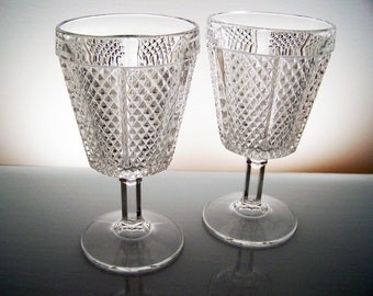 FOSTORIA glassware BISCAYNE-BLACK 6122 pattern Iced Tea Glass/Goblet @ 6-1/4" 