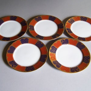 Fitz and Floyd Shinmonzen Dessert Plates (Set of 5) - Japanese Porcelain, Oriental Decor