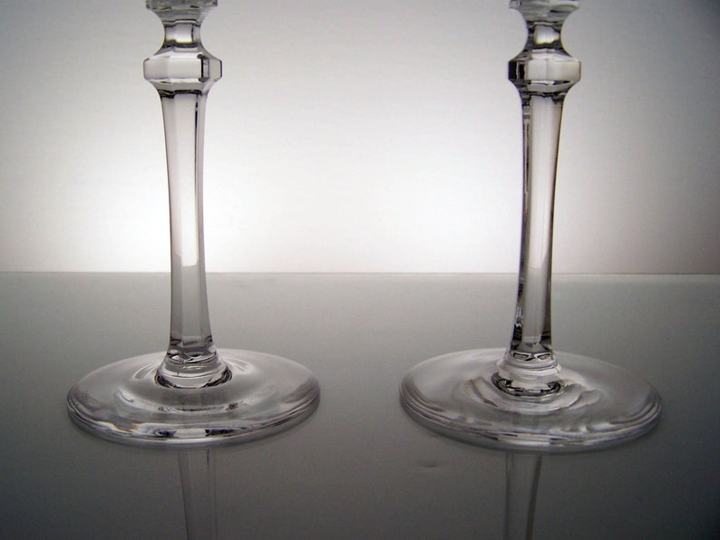 Vtg 1980s Pair Lenox Charlotte Cut Crystal Glass 7 1/4" Wine Stems USA Set of 2