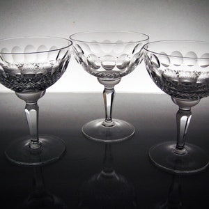 3 Nachtmann &quot;Bonn&quot; Liquor Cocktail Glasses - Polished Oval & Diamond Cuts - Quality Geometric Lead Crystal - Bavaria - Excellent Condition