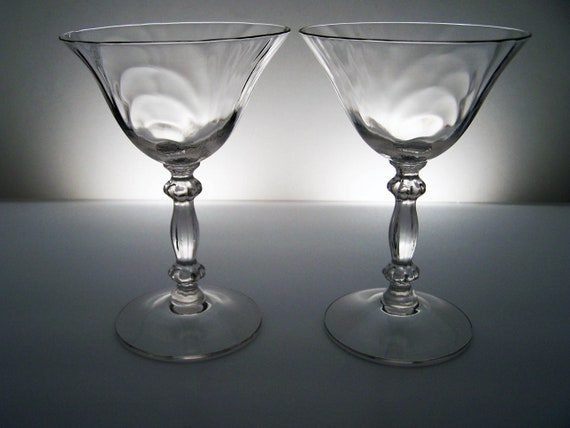 2 Cambridge caprice Clear Champagne Coupe Glasses 1930s/1940s Elegant  Crystal Palm Optic Bowl Reeded Stem 300 Cocktail Glass - Etsy