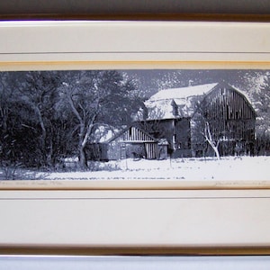 James H. Wennersten of Carol Stream IL Signed and Numbered Serigraph - Silk Screen of Old Barn in Winter - Chicago Area Artist