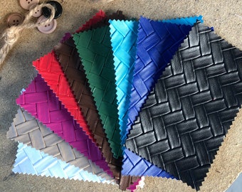 Quality Basket Effect Vinyl Faux Leather Upholstery Fabric For Furniture, Vehicle Trimmings & Interior Hard Wearing Polyester Per Metre