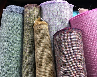 Multicolour Thick Basket Weave Upholstery Fabric For Curtains, Cushions & Interior Design Soft Hard Wearing Polyester Plain Fabric Per Metre