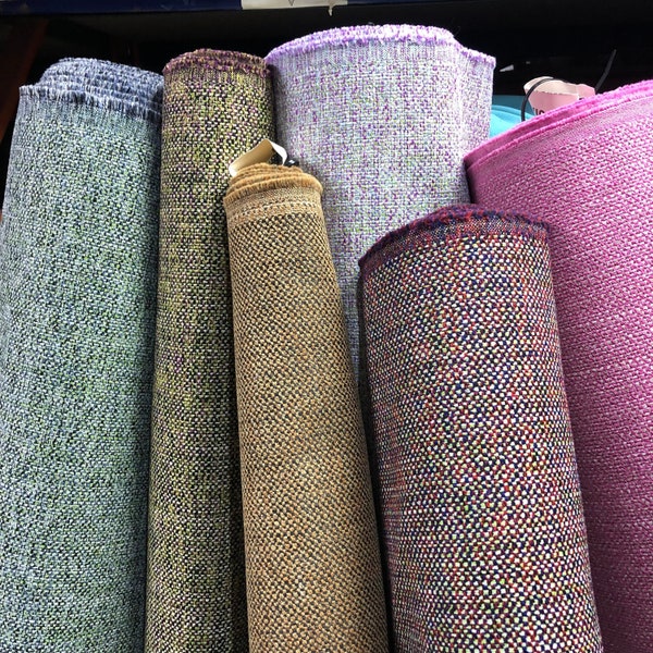 Tela de tapicería de tejido de cesta gruesa multicolor para cortinas, cojines y diseño de interiores Tela lisa de poliéster suave y resistente por metro
