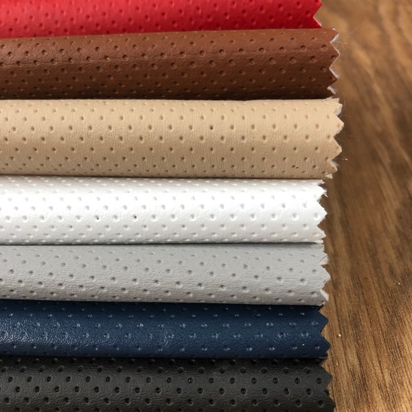 Perforated Faux Leather Fabric For Upholstery, Cushions & Interior Design Soft Hard Wearing Polyester Plain Fabric Per Metre