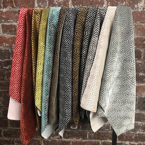 Geometric Velvet Jacquard Fabric For Upholstery, Curtains, Cushions & Interior Design Soft Hard Wearing Quality Polyester Fabrics Per Metre