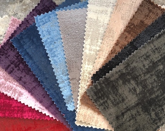 Hard Wearing Distressed Velvet Upholstery Fabric For Sofas, Footstool, Furniture, Curtains, Cushions & Interiors