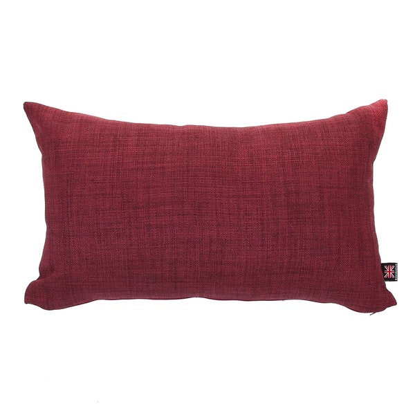 Nouveau coussin en tissu uni moderne effet lin naturel doux de qualité Chenille Wine Burgundy - 4 tailles disponibles - Comprend un coussin de remplissage