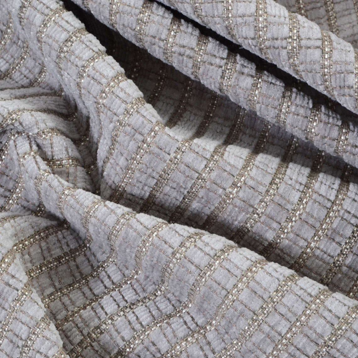 10 metros de nuevo algodón suave duradero tejido gris plata Chenille Tapicería telas lisas ideal para sofás Interior Muebles suaves Textiles imagen 1