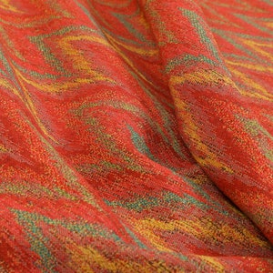 Chevron Striped Chenille Red Green Orange Yellow Upholstery Furniture Fabric - Sold By The 1 Metre Length Fabric