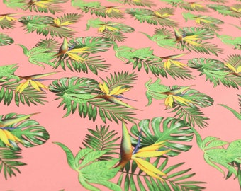 Pink Green Colourful Flower Motif Pattern Velvet Upholstery Fabric Perfect For Sofas, Curtains, Chairs, Footstools, Cushions & Interiors
