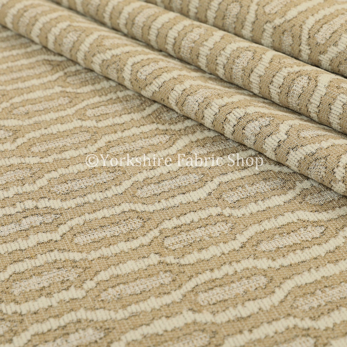 Woven Fabric Funky Modern Beige Brown Colour Eyelet Stripe | Etsy