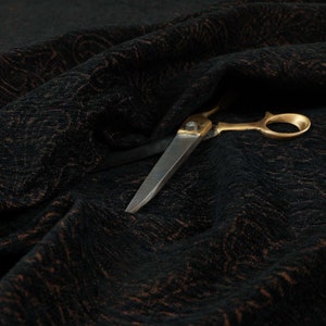 Designer New Floral Nature Pattern Black Colour Soft Chenille Upholstery Fabric - Sold By The Metre Fabric Sale