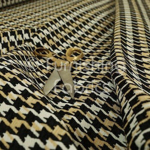 Hounds Tooth Traditionelles Muster Schwarz Beige Strapazierfähiger Chenille-Material-Gardinen-Polsterstoff durch die Meter