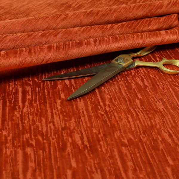 Quality Soft Textured Orange Velvet Velour Upholstery Curtains Furnishing Fabric - Sold By The 1 Metre Length Fabric