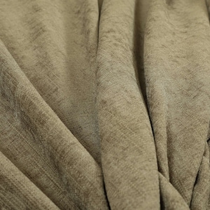 New Brown Mink Colour Vertical Strié Effect Textured Cosy Chenille Quality Interior Upholstery Curtain Fabric - Sold By The Metre