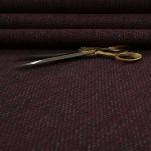 Textured Hard Wearing Quality Woven Upholstery Material Fabric In Burgundy Colour Perfect For Sofas Chairs Fabrics