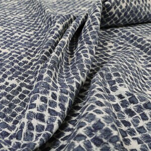 Blue Small Scale Pattern Chenille Upholstery Fabrics For Sofas, Curtains, Seating, Chairs & Furniture image 4