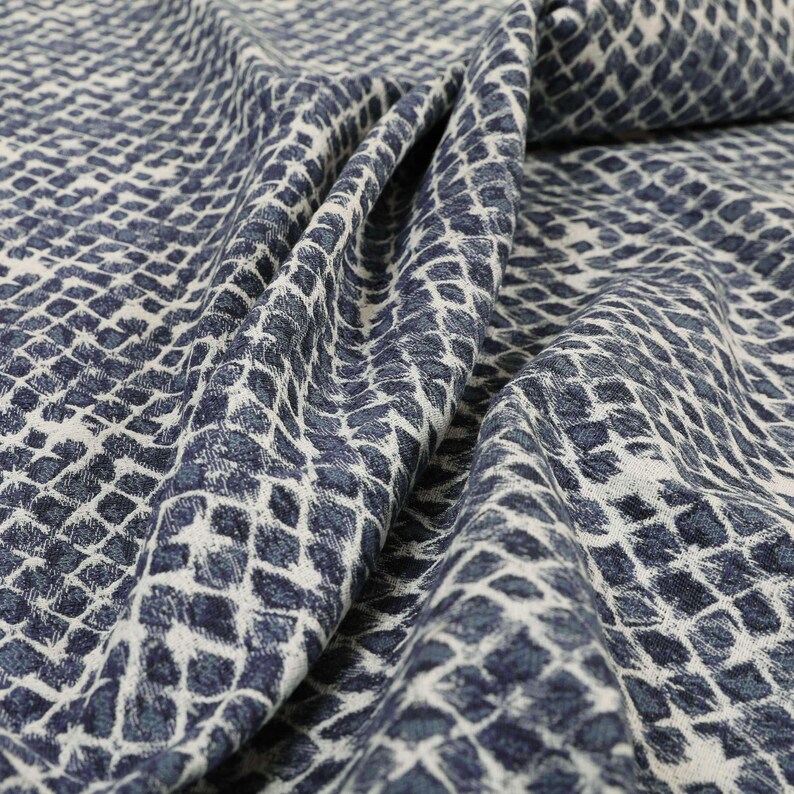 Blue Small Scale Pattern Chenille Upholstery Fabrics For Sofas, Curtains, Seating, Chairs & Furniture image 4