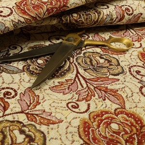 New Red Green Blue Colour Chenille Upholstery Curtain Fabric Rose Floral Pattern