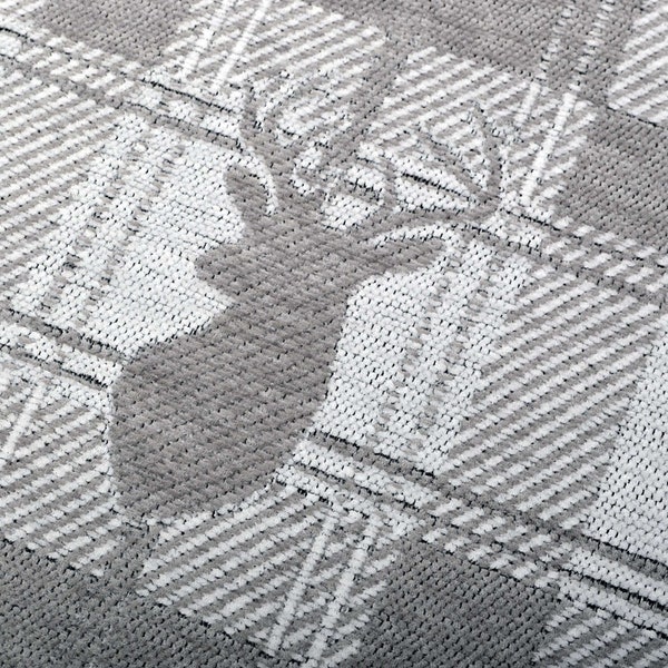 Tissu d'ameublement jacquard tissé doux comme du coton Tissu gris cerf thème animal pour canapés, rideaux et ameublement - Vendu au mètre