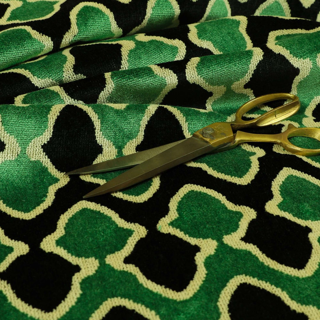 New Bold Green and Black Uniformed Geometric Patterned Upholstery ...