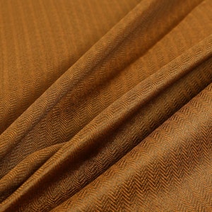 Herringbone Pattern Semi Plain Medium Weight Upholstery Fabric In Orange Colour