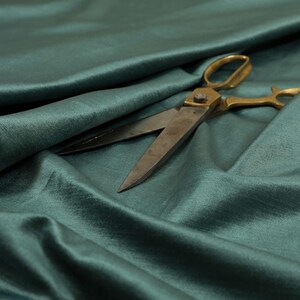 New Designer Quality Plain Silk French Shiny Velvet Upholstery Curtain Furnishing Fabric In Teal Blue Colour - Sold By The 10 Metre Fabrics
