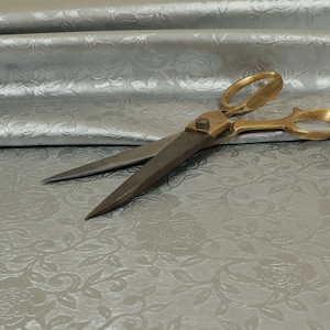Floral Pattern Sheen Emboss Vinyl Faux Leather Upholstery Fabric Silver Colour - Sold By The 1 Metre