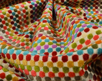 Woven Jacquard Velvet Fabric – Bright Geometric Polka Dot Upholstery (By The Metre)