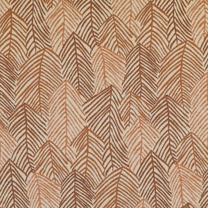 New Chenille Quality Woven Modern Leaf Floral Pattern Orange Upholstery Fabric - Sold By The 1 Metre Length Fabric
