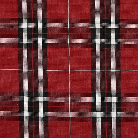 Scottish Theme Tartan Plaid Pattern Chenille Red Upholstery Fabric