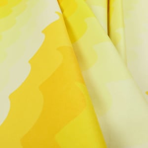 Modern Printed Velvet Geometric Yellow Waves Pattern Upholstery Fabric - Sold By The 10 Metre Length Fabric
