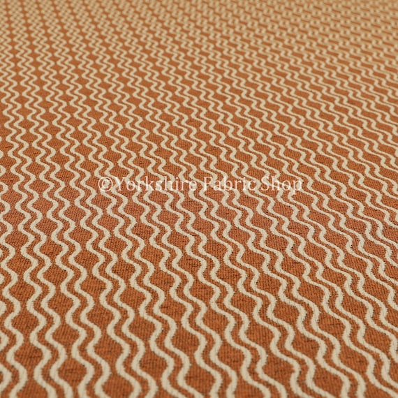 New Soft Quality Chenille Woven Modern Eclipse Pattern Orange Upholstery Fabric