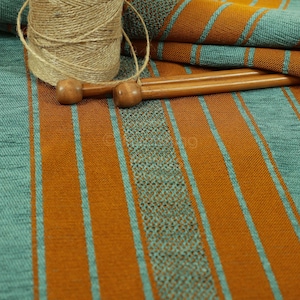 New Furnishing Fabric Bangalore Striped Pattern Chenille Material In Blue Orange Colour For Sofas Curtains Sold By The Metre