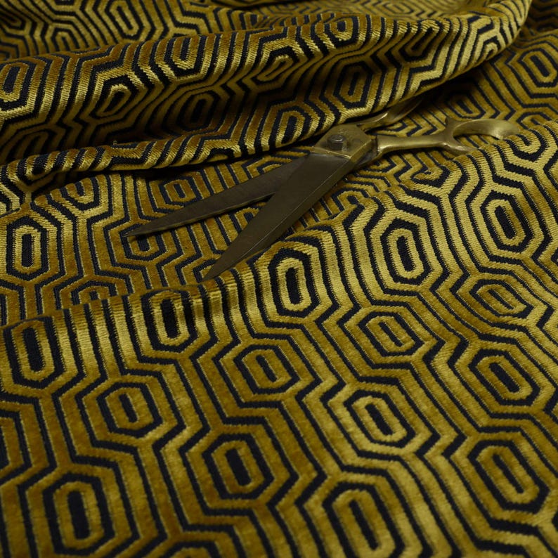Geometric Velvet Jacquard Fabric Upholstery, Furniture, Seating, Chairs, Curtain, Cushion & Interior Design Soft Hard Wearing Quality Fabric image 9