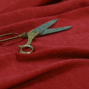 Quality Modern New Luxurious Soft Low Pile Chenille Fabric Curtains Upholstery Red Fabric Material Textile - Sold By The 10 Metres