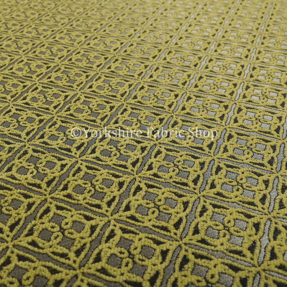 Modern Small Medallion Geometric Pattern Blue Silver Shine Upholstery Fabric
